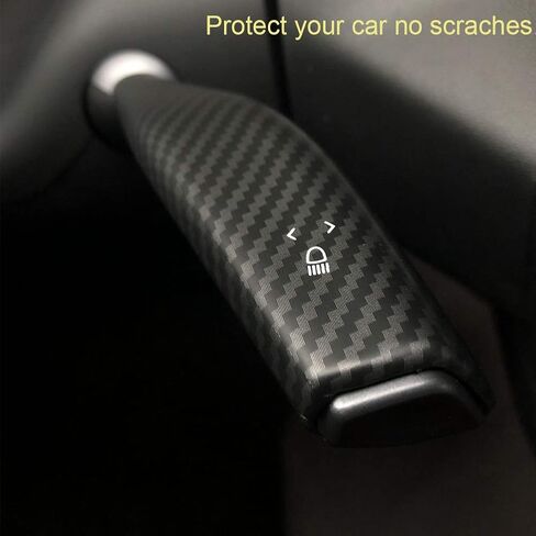 2023 Model Y Stalk Cover Best 2024 Model Y Column Gear Shift Cover Fits Tesla Y Interior Production Turn Signal Accessories Steering Wheel Frame Patch/Carbon Fiber Finish (Matt Style) in Saudi Arabia