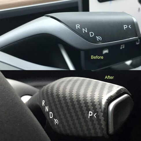 2023 Model Y Stalk Cover Best 2024 Model Y Column Gear Shift Cover Fits Tesla Y Interior Production Turn Signal Accessories Steering Wheel Frame Patch/Carbon Fiber Finish (Matt Style) in Saudi Arabia