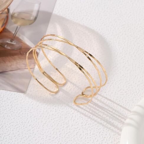 Minimalist Arm Cuff Irregular Layered Geometric Gold Silver Arm Cuff Armband Bracelet Upper Arm for Women Girls in Saudi Arabia