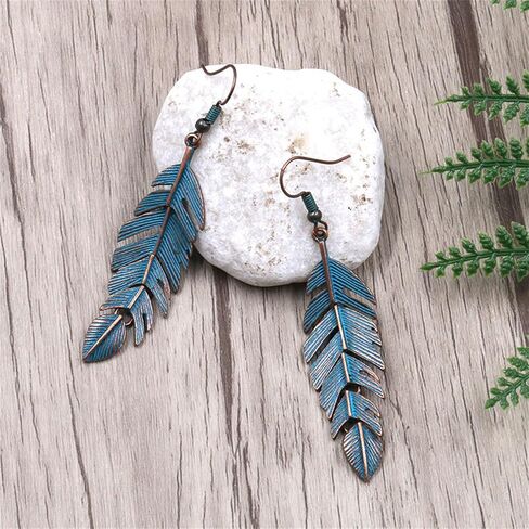 Handmade Leaf Earrings for Women Girls Chic Long Hanging Gold Boho Leaf Dangle Drop Plant Earrings Trendy Lightweight Bohemian Feather Earrings Greek Goodness Accessories (Gold) in Saudi Arabia