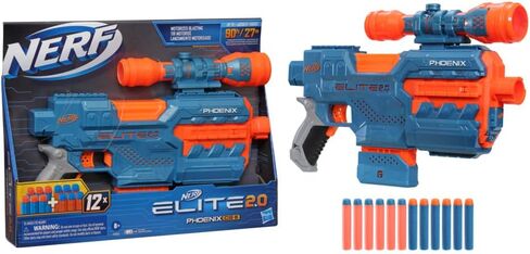 NERF Elite 2.0 Phoenix CS-6 Motorized Blaster, 12 Official Darts, 6-Dart Clip, Scope, Tactical Rails, Barrel and Stock Attachment Points in Saudi Arabia