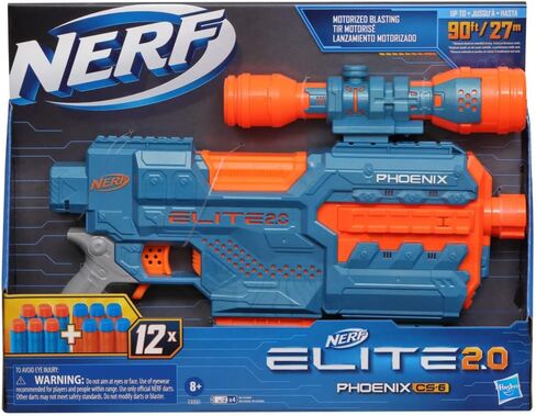 NERF Elite 2.0 Phoenix CS-6 Motorized Blaster, 12 Official Darts, 6-Dart Clip, Scope, Tactical Rails, Barrel and Stock Attachment Points in Saudi Arabia