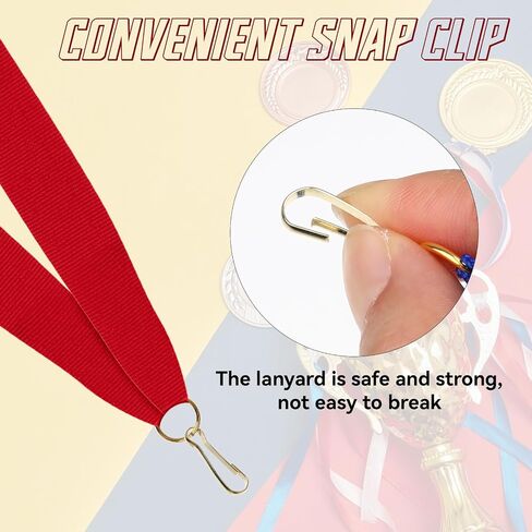 30Pcs Award Ribbon Medal Ribbons Neck Ribbons for Medals Flat Neck Ribbons for Medals with Snap Clips for Competitions Sports Meeting Party(red) in Saudi Arabia