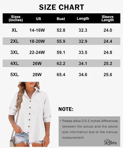 RITERA Womens Plus Size Tops Button Down Roll-Up Cuffed Short Sleeve Casual Shirts Collared Summer Lightweight Blouse XL-5XL in Saudi Arabia