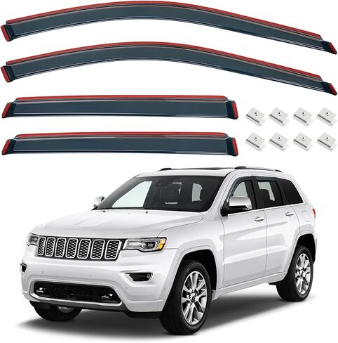 واقيات المطر داخل القناة من ISSYAUTO متوافقة مع عاكسات النوافذ الجانبية لجراند شيروكي 2011-2021، أقنعة نافذة تهوية بلون الدخان، أمامي + خلفي in Kuwait
