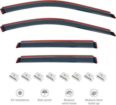 واقيات المطر داخل القناة من ISSYAUTO متوافقة مع عاكسات النوافذ الجانبية لجراند شيروكي 2011-2021، أقنعة نافذة تهوية بلون الدخان، أمامي + خلفي in Kuwait