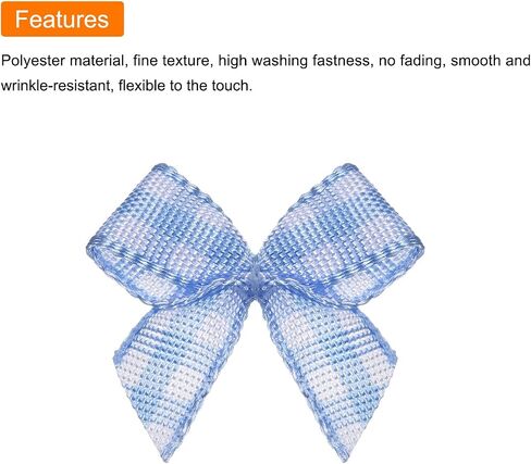 MECCANIXITY 50Pcs Mini Gingham Ribbon Bow 1" Checkered Fabric Satin Ribbon Bows for Craft DIY Hair Bow Sewing Wedding Birthday Party Blue and White in Saudi Arabia