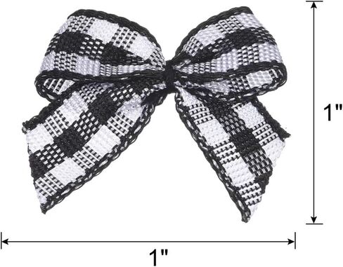 MECCANIXITY 50Pcs Mini Gingham Ribbon Bow 1" Checkered Fabric Satin Ribbon Bows for Craft DIY Hair Bow Sewing Wedding Birthday Party Blue and White in Saudi Arabia