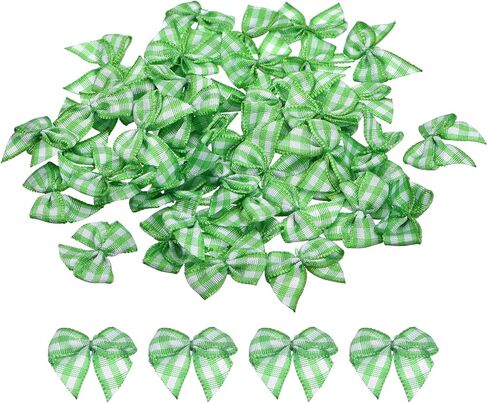 MECCANIXITY 50Pcs Mini Gingham Ribbon Bow 1" Checkered Fabric Satin Ribbon Bows for Craft DIY Hair Bow Sewing Wedding Birthday Party Blue and White in Saudi Arabia