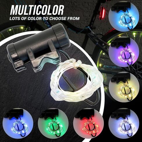 LED Bike Wheel Lights 2-Pack (Rechargeable, RGB Color-Changing) with White Headlight and Red Taillight Bundle of Cycling Accessories. Super Bright 7 Colors and Auto-Color Change Mode. in Saudi Arabia