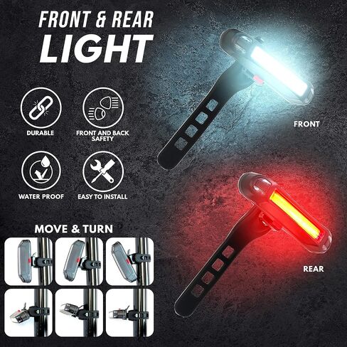 LED Bike Wheel Lights 2-Pack (Rechargeable, RGB Color-Changing) with White Headlight and Red Taillight Bundle of Cycling Accessories. Super Bright 7 Colors and Auto-Color Change Mode. in Saudi Arabia