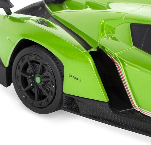 أفضل منتجات الاختيار 1:24 سيارة لامبورغيني فينينو RC المرخصة للأطفال، الرأس والمصابيح الخلفية - أحمر in Kuwait