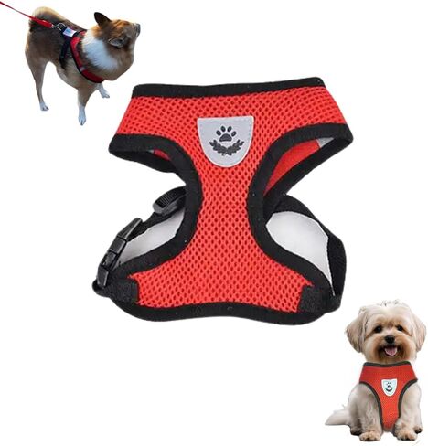 No-Choke Dog Harness for Small to Medium Dogs, Matching Leash, Harness for Puppy, Adjustable Pet Vest Harness, Soft Comfort Neck Strap, Easy Attachments, Reflective Strips in Kuwait