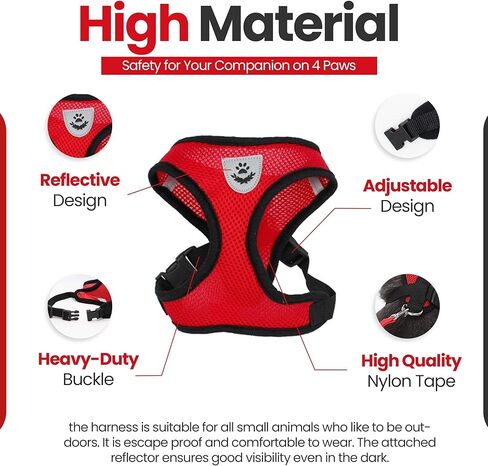 No-Choke Dog Harness for Small to Medium Dogs, Matching Leash, Harness for Puppy, Adjustable Pet Vest Harness, Soft Comfort Neck Strap, Easy Attachments, Reflective Strips in Kuwait