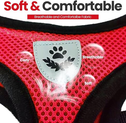 No-Choke Dog Harness for Small to Medium Dogs, Matching Leash, Harness for Puppy, Adjustable Pet Vest Harness, Soft Comfort Neck Strap, Easy Attachments, Reflective Strips in Kuwait