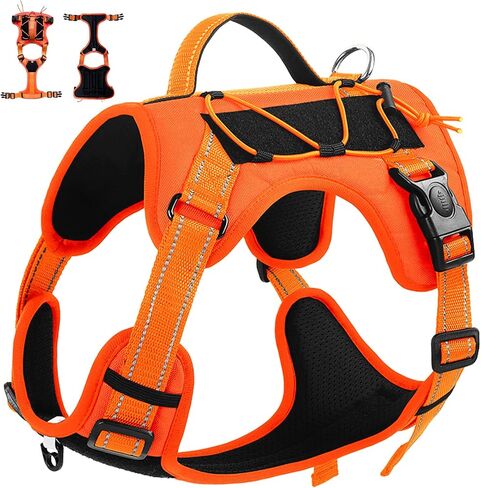 Orange Reflective Lightweight Tactical Pet Harness Vest with Handle Harness Tactical Dog Harness Vest for Walking, Hiking,Training,Outdoor,Camping (Orange, Small) in Saudi Arabia