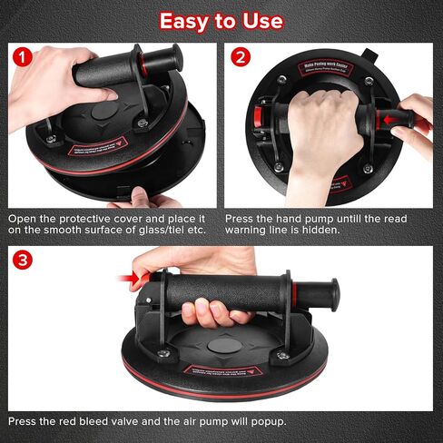 8" Glass Suction Cups with 662 lbs Load Capacity Powerful Industrial Vacuum Suction Cups for Lifting Large Glass Tile Granite,Includes Carrying Case(2pack) in Saudi Arabia