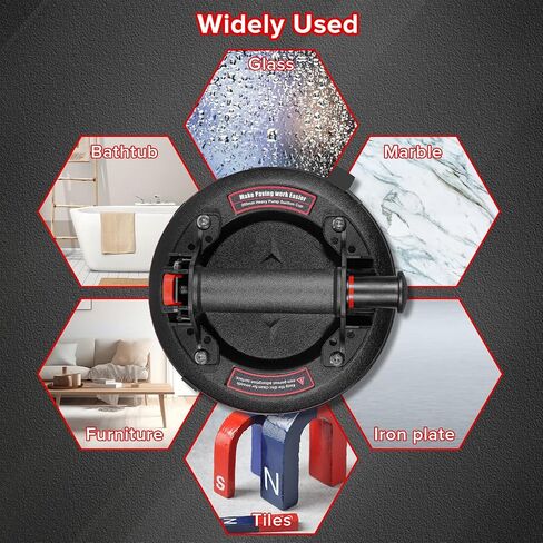 8" Glass Suction Cups with 662 lbs Load Capacity Powerful Industrial Vacuum Suction Cups for Lifting Large Glass Tile Granite,Includes Carrying Case(2pack) in Saudi Arabia