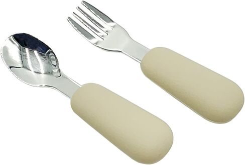 Toddler Utensils Fork Spoon Set, Kids Silverware Set 18/8 Stainless Steel & Food Grade Silicone Handle, Baby Safe Utensils Spoons and Forks for Toddler, BPA Free, Easy-Grip, Dishwasher Safe in Saudi Arabia