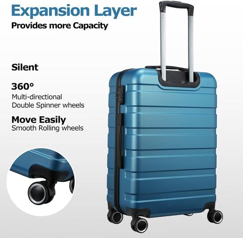 حقيبة Panana 28 للحمل من البولي كربونات المتينة مع قفل TSA للعجلات، حقيبة سفر صلبة خفيفة الوزن (أزرق مخضر) in Kuwait
