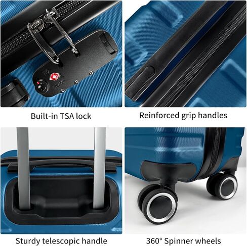 حقيبة Panana 28 للحمل من البولي كربونات المتينة مع قفل TSA للعجلات، حقيبة سفر صلبة خفيفة الوزن (أزرق مخضر) in Kuwait