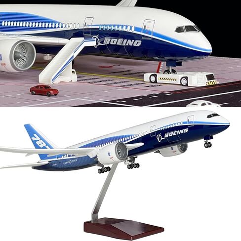 نموذج طائرة Boeing787 Dreamliner بمقياس 1:130، طول 17 بوصة، مع مصابيح LED، مادة الراتنج عالية المحاكاة، دعائم مجانية لمشهد المطار in Kuwait