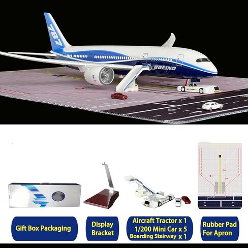 نموذج طائرة Boeing787 Dreamliner بمقياس 1:130، طول 17 بوصة، مع مصابيح LED، مادة الراتنج عالية المحاكاة، دعائم مجانية لمشهد المطار in Kuwait