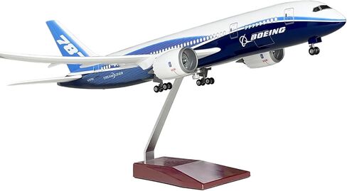 نموذج طائرة Boeing787 Dreamliner بمقياس 1:130، طول 17 بوصة، مع مصابيح LED، مادة الراتنج عالية المحاكاة، دعائم مجانية لمشهد المطار in Kuwait