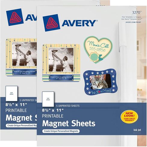 Avery Printable Magnet Sheets, 8.5" x 11", Inkjet Printer, 5 White Magnetic Sheets (3270) in Saudi Arabia