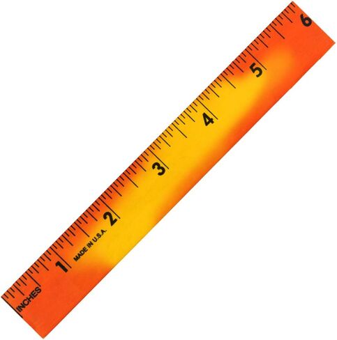 6" Color Changing Wood Ruler Changes Color with The Heat of Your Hand (Packed Color:Green to Yellow, Orange to Yellow, Blue to Lt Blue, Violet to Pink, Tropical Red to Orange), Set of 10, Made in USA in Kuwait