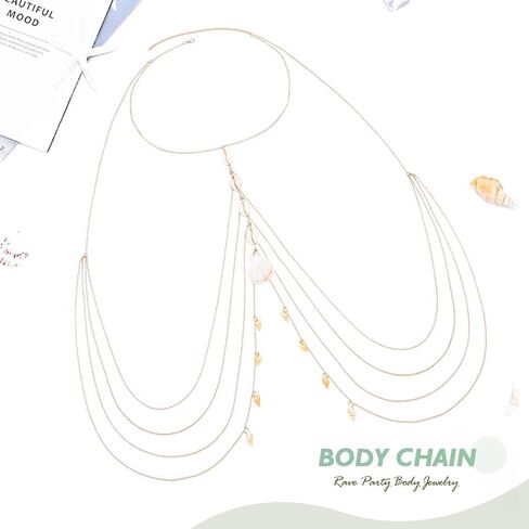ريتان المرأة الذهب الجسم سلسلة بيكيني للشاطئ البرازيلي سلاسل شل الصدر سلسلة موضة الجسم تسخير سلاسل in Kuwait