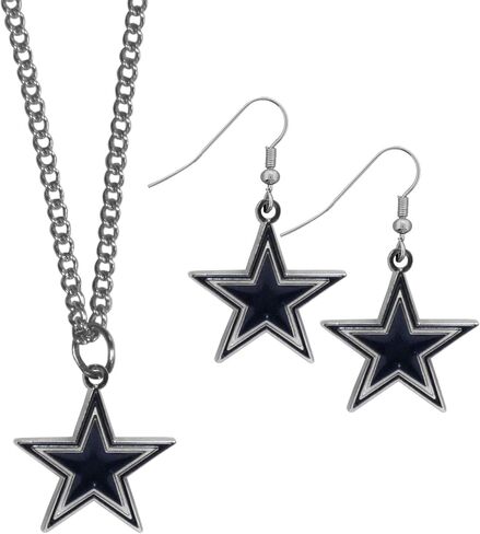 Siskiyou NFL Womens Dangle Earrings and Chain Necklace Set in Saudi Arabia