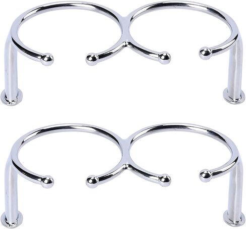 Amarine Made Pair of Boat Double Ring Drink Holder Open-Ring Design 316 Marine Grade Stainless Steel Cup Holder Polished for Marine Yacht Truck RV Car Trailer in Saudi Arabia