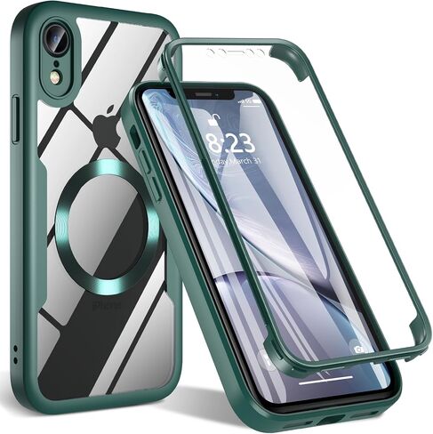حافظة BESINPO لهاتف iPhone XR، حافظة هاتف iPhone XR [متوافقة مع MagSafe] [مقاومة للصدمات لكامل الجسم] [واقي شاشة HD مدمج]، حافظة مغناطيسية من الدرجة العسكرية لهاتف iPhone XR 6.1 بوصة، أسود in Saudi Arabia