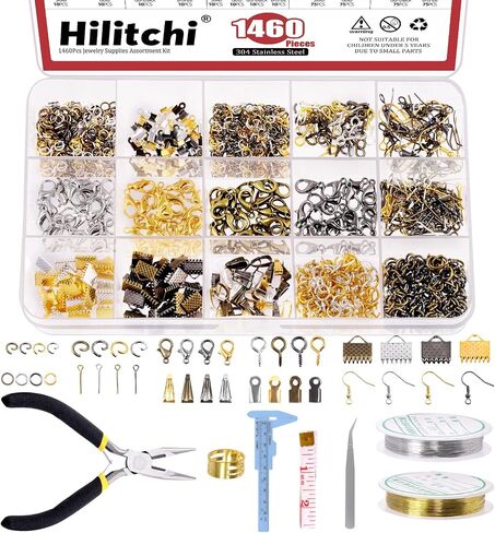 Hilitchi 1616Pcs Jewelry Making Supplies Kit, Jewelry Wires Crystal Beads Jewelry Making Repair Tools Jewelry Pliers Jewelry Findings and Beading Wires Wrapping and Beading in Saudi Arabia