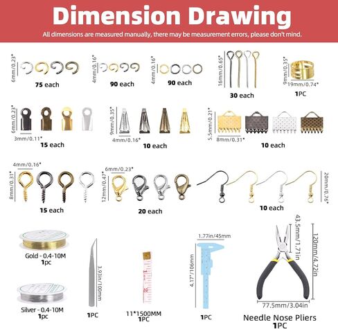 Hilitchi 1616Pcs Jewelry Making Supplies Kit, Jewelry Wires Crystal Beads Jewelry Making Repair Tools Jewelry Pliers Jewelry Findings and Beading Wires Wrapping and Beading in Saudi Arabia