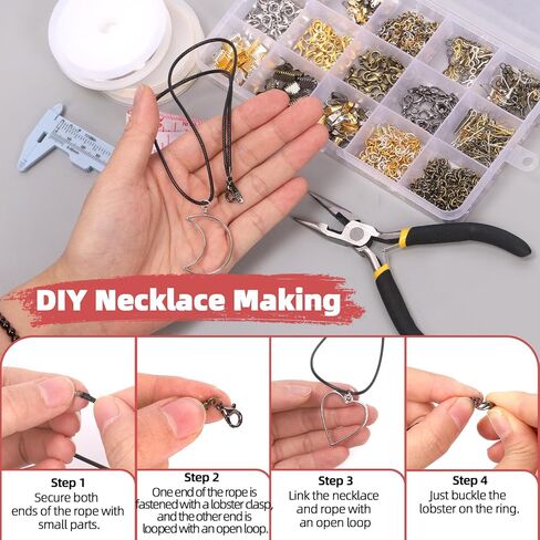 Hilitchi 1616Pcs Jewelry Making Supplies Kit, Jewelry Wires Crystal Beads Jewelry Making Repair Tools Jewelry Pliers Jewelry Findings and Beading Wires Wrapping and Beading in Saudi Arabia
