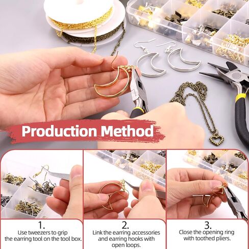 Hilitchi 1616Pcs Jewelry Making Supplies Kit, Jewelry Wires Crystal Beads Jewelry Making Repair Tools Jewelry Pliers Jewelry Findings and Beading Wires Wrapping and Beading in Saudi Arabia