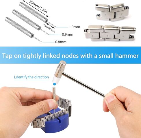 طقم إصلاح الساعة، 56 قطعة طقم إزالة رابط الساعة، مجموعة أدوات تحديد حجم حزام الساعة، مزيل دبوس سلسلة حزام الساعة، يتضمن استبدال دبابيس الساعة، مطرقة الساعة، أداة شريط الزنبرك وأداة دفع دبوس الساعة in Kuwait