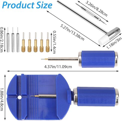 طقم إصلاح الساعة، 56 قطعة طقم إزالة رابط الساعة، مجموعة أدوات تحديد حجم حزام الساعة، مزيل دبوس سلسلة حزام الساعة، يتضمن استبدال دبابيس الساعة، مطرقة الساعة، أداة شريط الزنبرك وأداة دفع دبوس الساعة in Kuwait