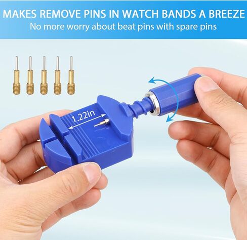 طقم إصلاح الساعة، 56 قطعة طقم إزالة رابط الساعة، مجموعة أدوات تحديد حجم حزام الساعة، مزيل دبوس سلسلة حزام الساعة، يتضمن استبدال دبابيس الساعة، مطرقة الساعة، أداة شريط الزنبرك وأداة دفع دبوس الساعة in Kuwait