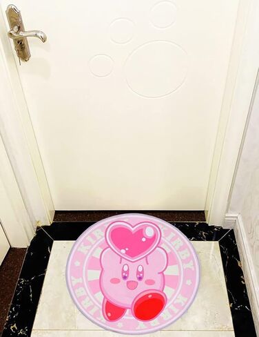 أنيمي لطيف الكرتون الوردي كيربي منطقة مستديرة البساط للفتيات الفتيان بطانية البساط الحصير السجاد للمنزل 60x60 سم in Kuwait