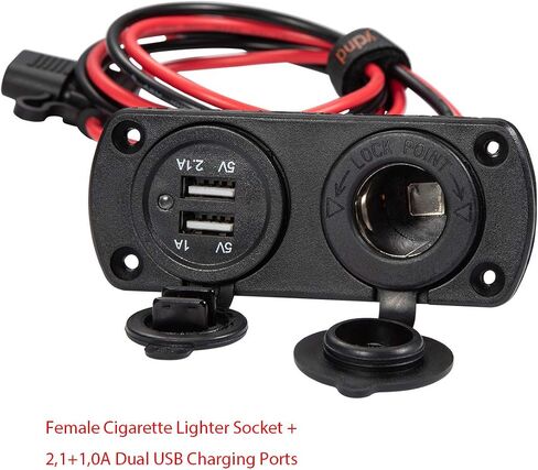 سلسلة DIY YCIND أنثى ولاعة السجائر المقبس المزدوج USB شحن مخرج الطاقة الثقيلة 30A الصمامات 12V سيارة شاحنة قارب البحرية RV المحمول DIY كيت 12AWG الحبل 10Ft in Kuwait