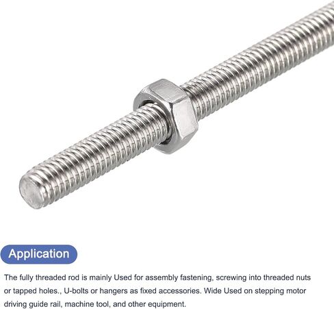 MECCANIXITY 6 عبوات M3 × 400 مم قضيب ملولب بالكامل مع 6 عبوات صواميل سداسية، 0.5 مم درجة الخيط 304 من الفولاذ المقاوم للصدأ قضبان ملولبة لليد اليمنى ترصيع in Saudi Arabia