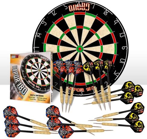 ONE80 Vapor 180، رمي السهام ذات الشعيرات الخشنة، خالية من الدبابيس، سهام من نوع Bullseye Steeltip، رحلات إضافية in Kuwait