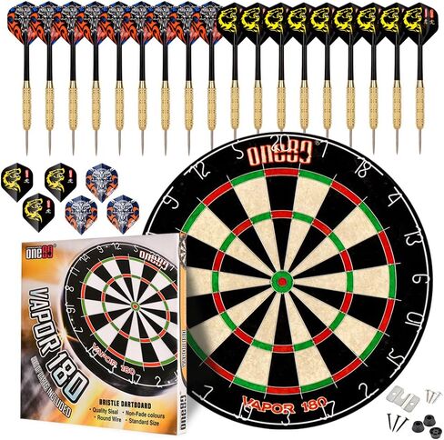 ONE80 Vapor 180، رمي السهام ذات الشعيرات الخشنة، خالية من الدبابيس، سهام من نوع Bullseye Steeltip، رحلات إضافية in Kuwait