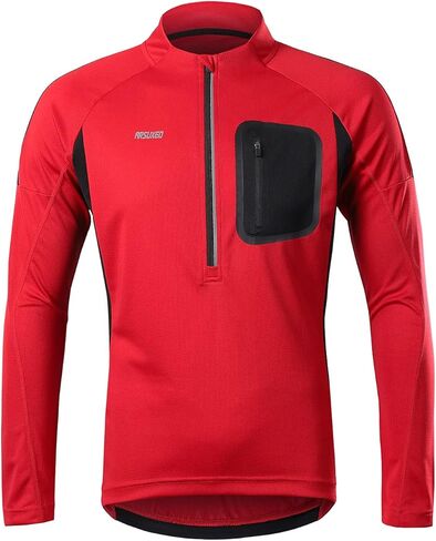 بلوفر ARSUXEO لركوب الدراجات من الجيرسيه للرجال بأكمام طويلة وقميص لركوب الدراجات الجبلية و4 جيوب in Kuwait