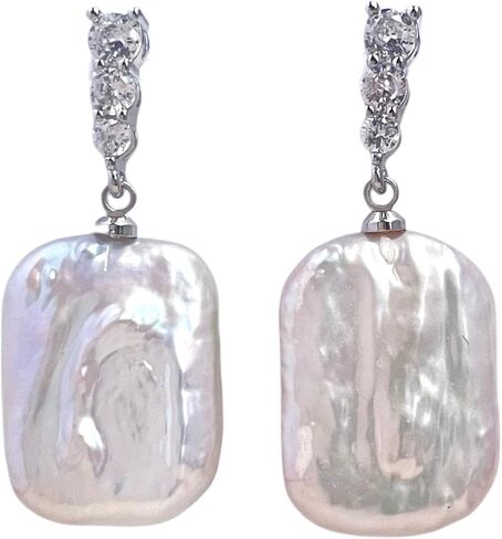 Baroque pearl earrings for Women girl cultured freshwater Pearl Stud hoop square statement earrings 14K Gold plated Drop Dangle Jewelry white earrings in Saudi Arabia