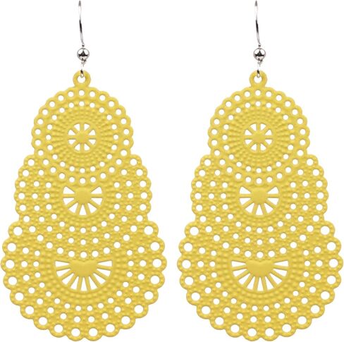 Fashion Colorful Hoop-shaped Hollow Lightweight Dangle Earrings Hypoallergenic Bohemian Boho Style Danglers Dangling Eardrop Earrings For Women Girls in Saudi Arabia