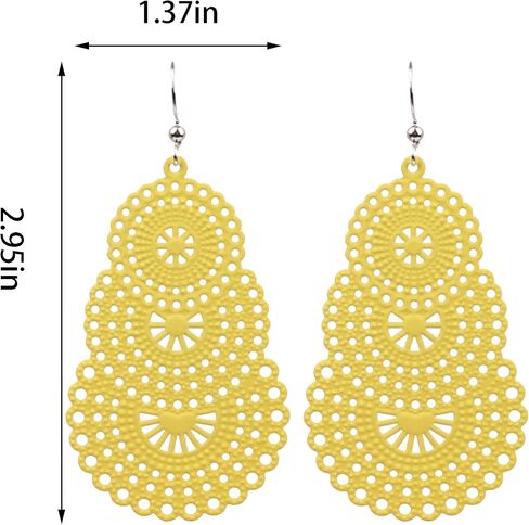 Fashion Colorful Hoop-shaped Hollow Lightweight Dangle Earrings Hypoallergenic Bohemian Boho Style Danglers Dangling Eardrop Earrings For Women Girls in Saudi Arabia